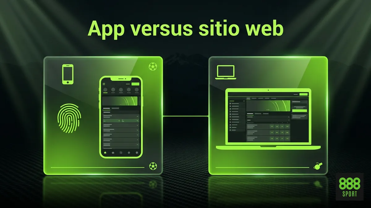 Comparación visual entre la app móvil y la versión web de 888sport en Chile