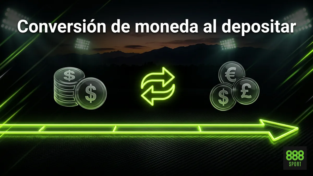 Línea de tiempo mostrando la conversión de pesos chilenos a la moneda de cuenta en 888sport Chile