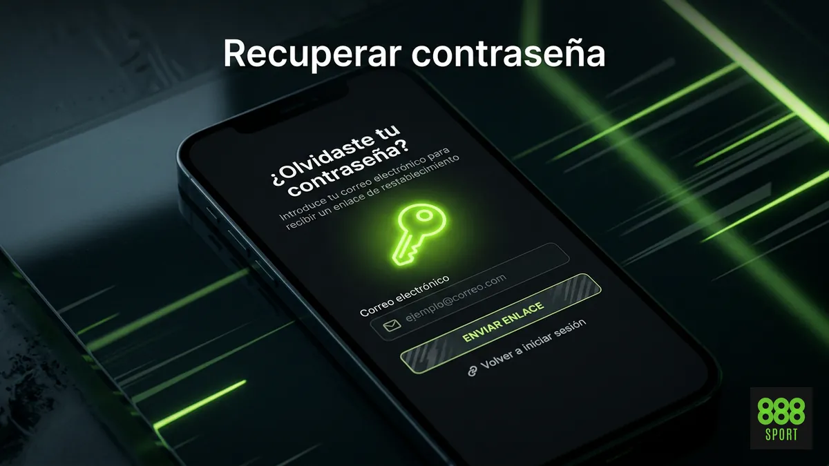 Formulario de recuperación de contraseña en un celular para usuarios de 888sport en Chile