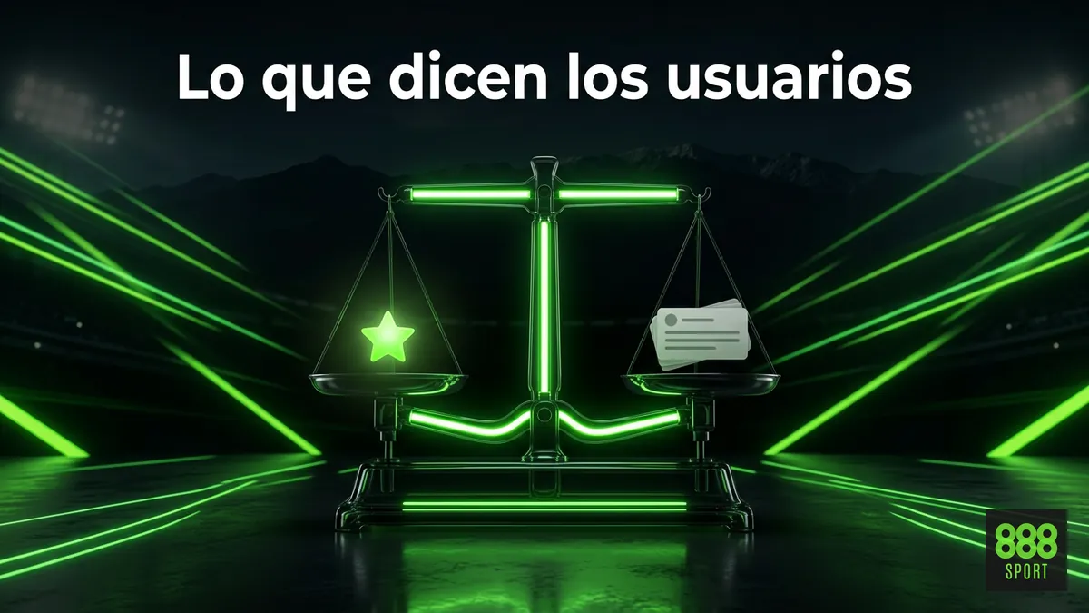 Balanza simbólica con estrella y reseñas genéricas sobre retiros en 888sport Chile